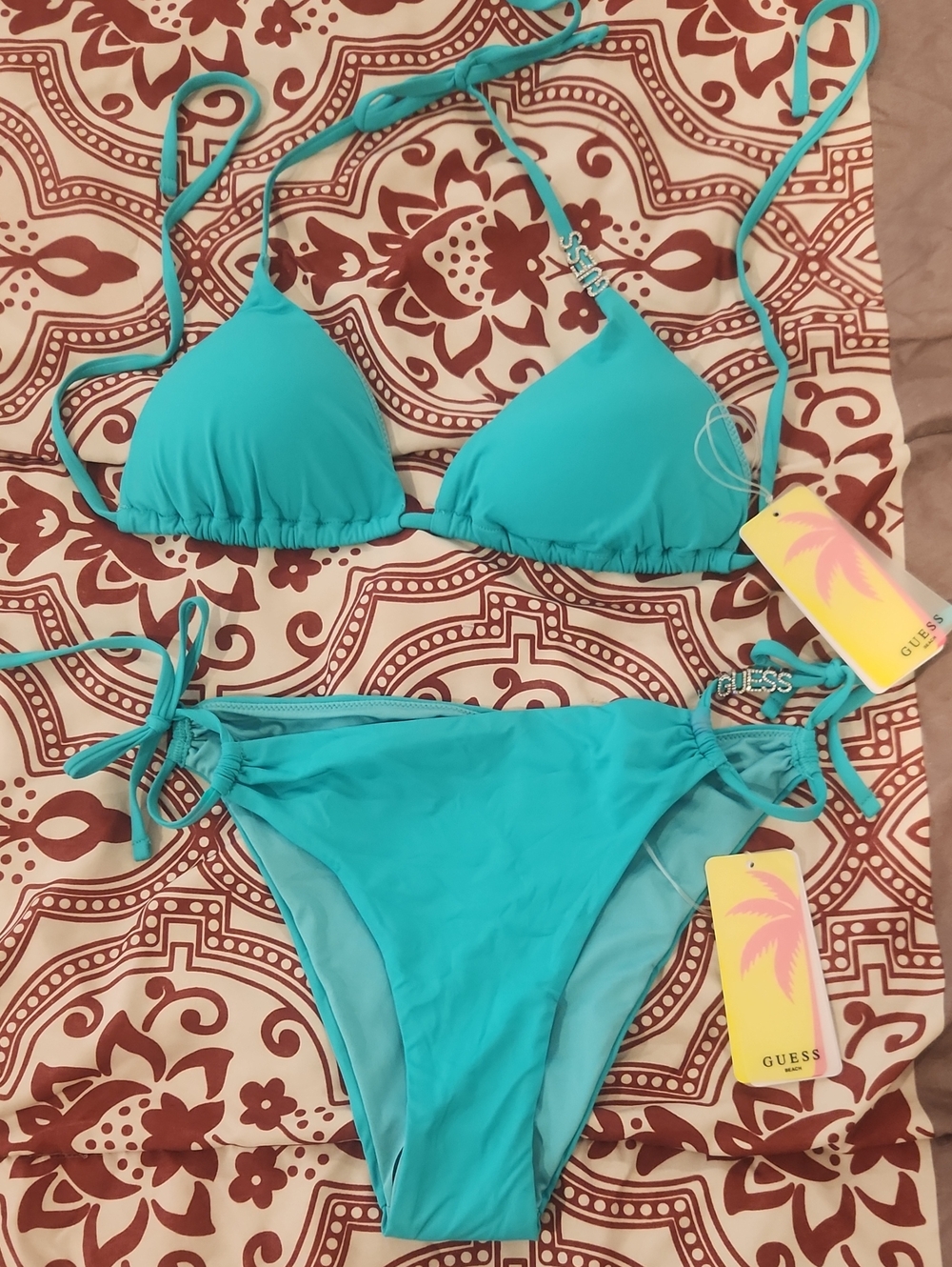 Guess Women's Turquoise Tie Bikini Set